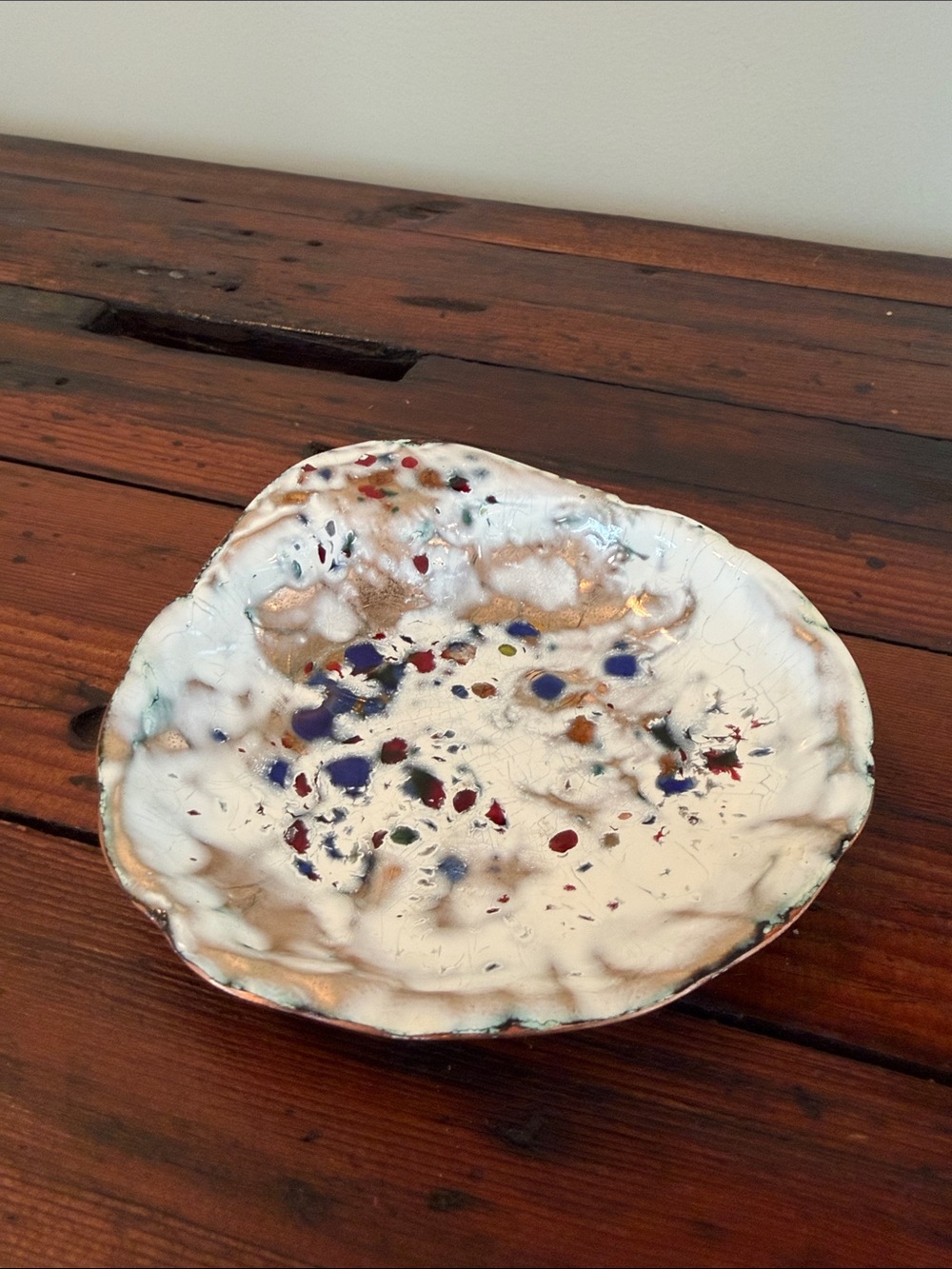 Vintage Enamel on Copper Shell Trinket Dish.